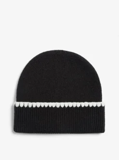 Lipsy Black Whipstitch Trim Beanie Hat