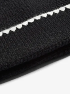 Lipsy Black Whipstitch Trim Beanie Hat
