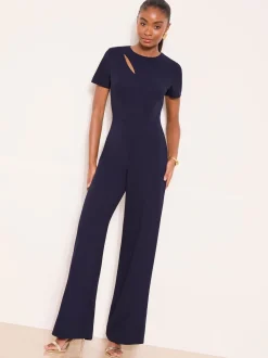 Lipsy Blue/Navy Short Sleeve Splice Jumpsuit