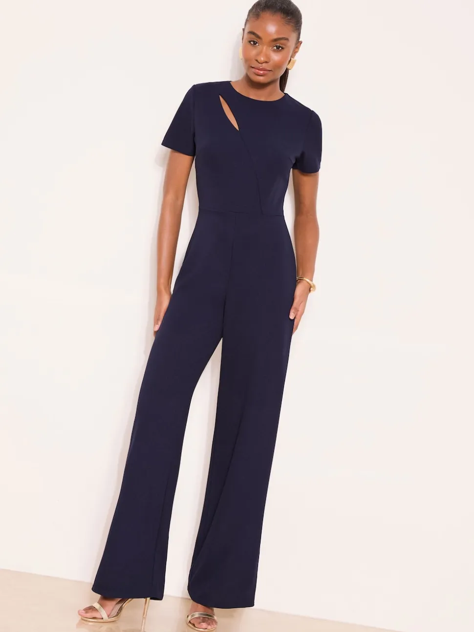 Lipsy Blue/Navy Short Sleeve Splice Jumpsuit
