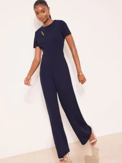 Lipsy Blue/Navy Short Sleeve Splice Jumpsuit