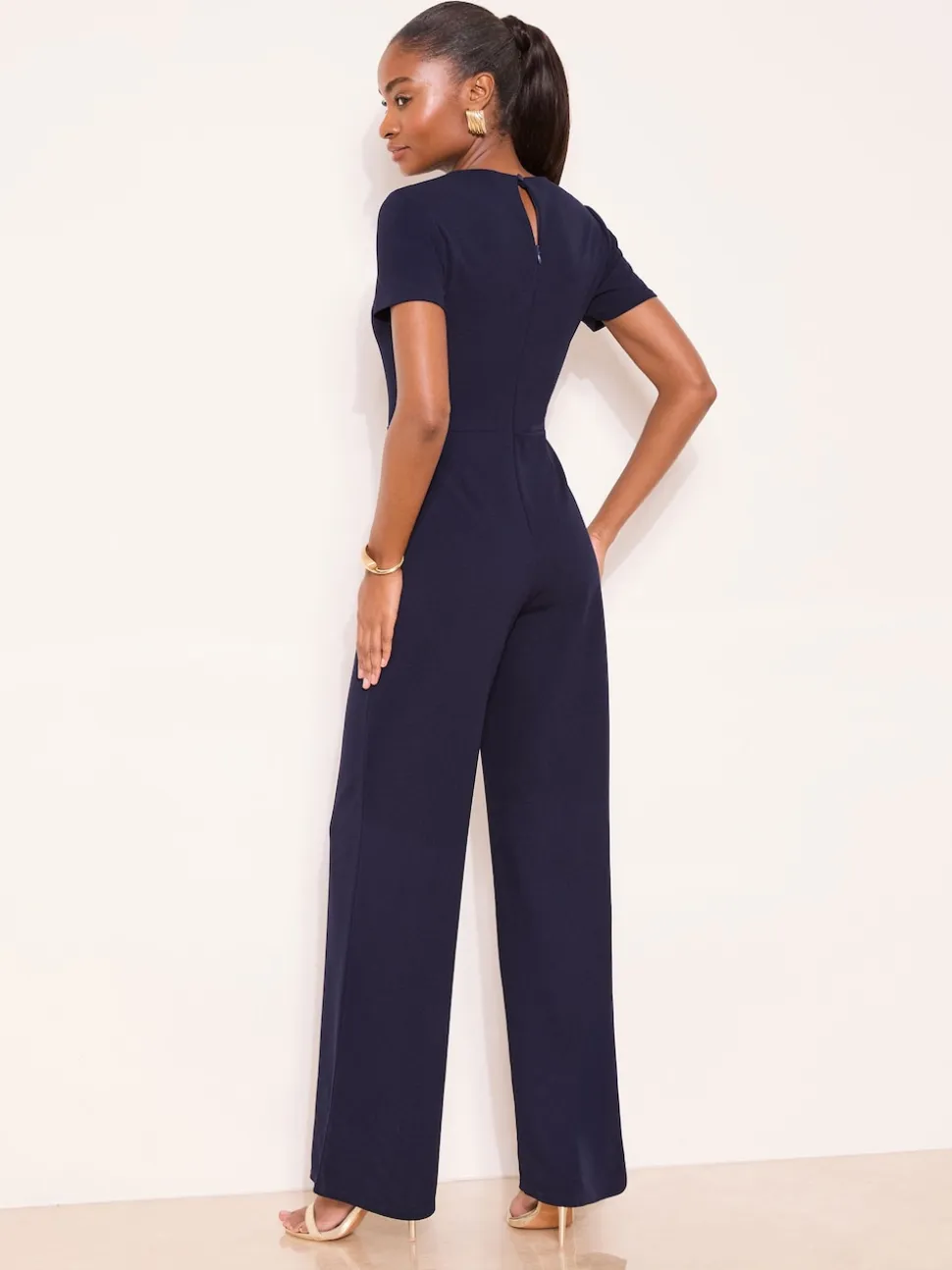 Lipsy Blue/Navy Short Sleeve Splice Jumpsuit