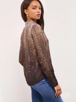 Lipsy Brown Animal Chiffon Printed Shirt
