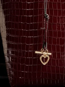 Lipsy Burgundy Red Croc Effect Shopper Tote Bag