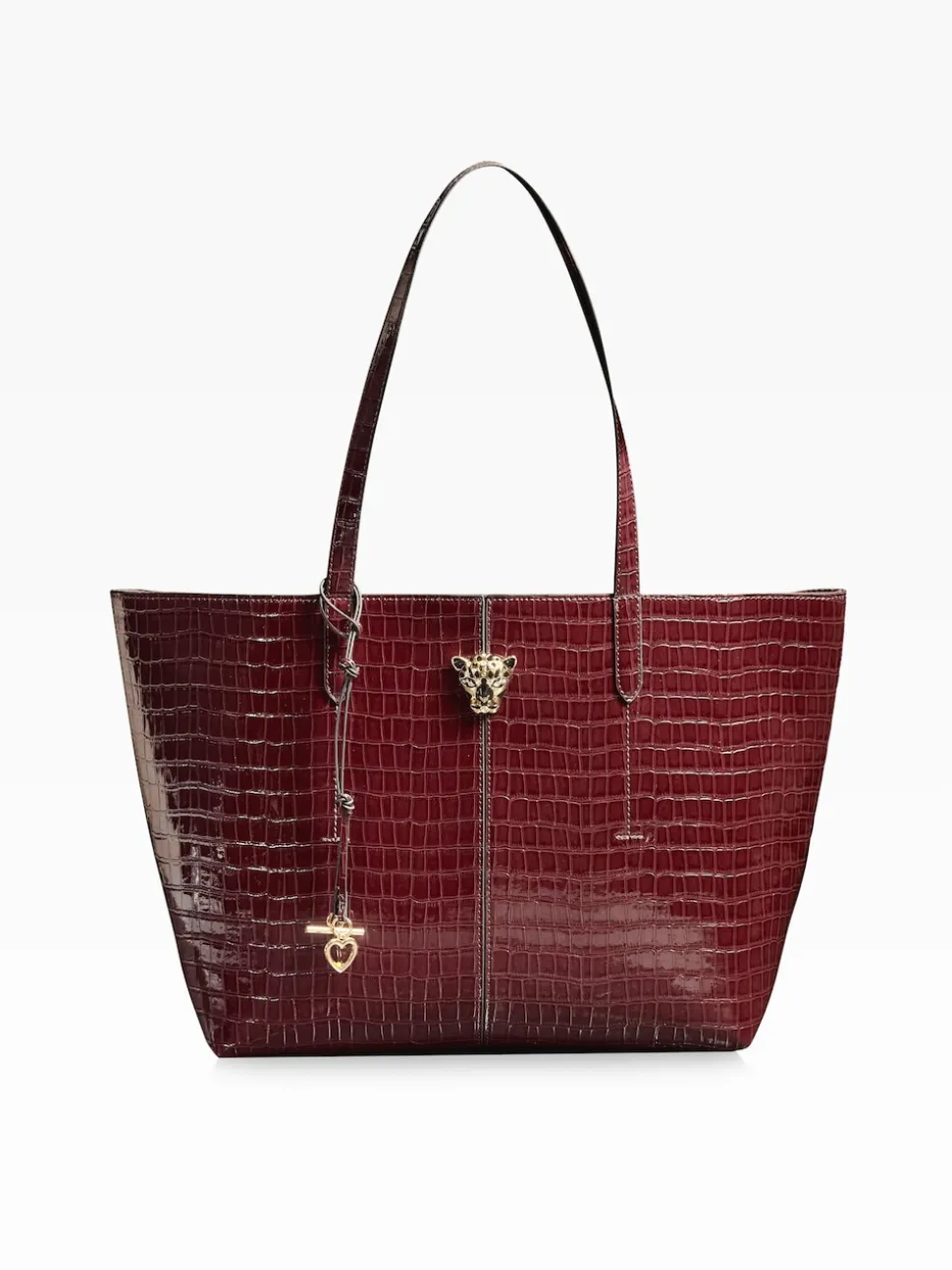 Lipsy Burgundy Red Croc Effect Shopper Tote Bag