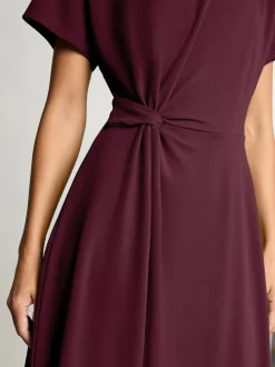 Lipsy Burgundy Red Knot Side Midi Dress