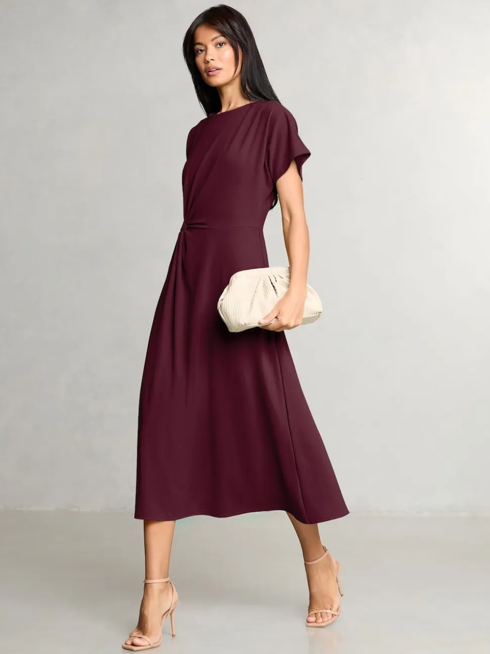 Lipsy Burgundy Red Knot Side Midi Dress