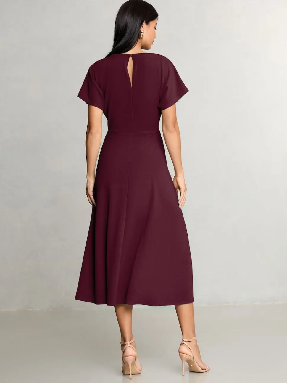 Lipsy Burgundy Red Knot Side Midi Dress