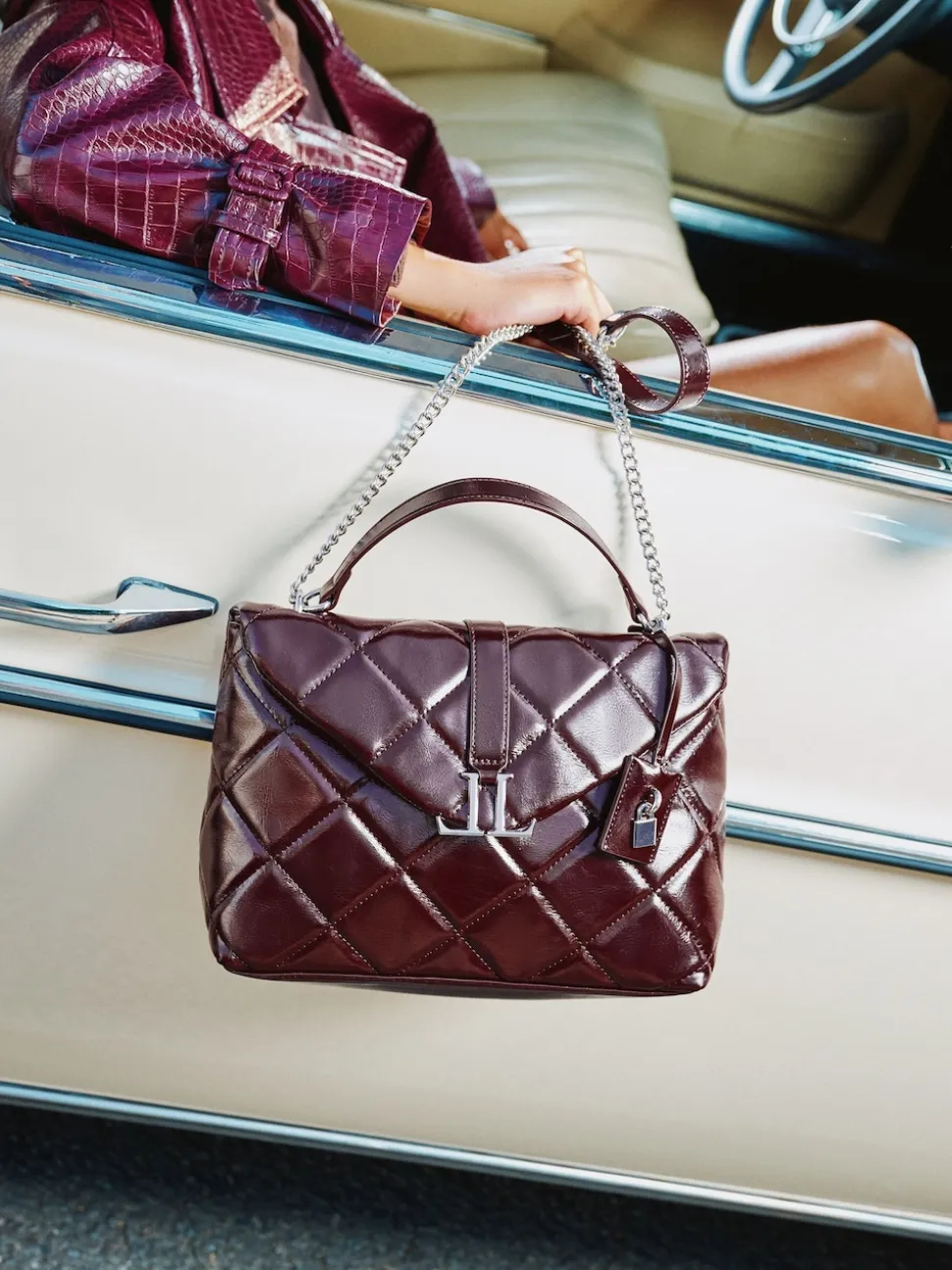 Lipsy Burgundy Red Quilted Chain Shoulder Bag