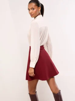Lipsy Burgundy Red Skater Skirt