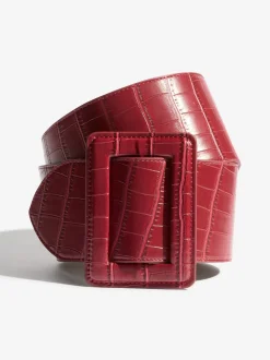 Lipsy Burgundy Red Wide Buckle Belt