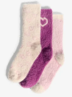 Lipsy Burgundy/Pink Super Soft Cosy Socks 3 Pack