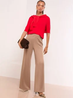 Lipsy Camel High Waist Wide Leg Trousers