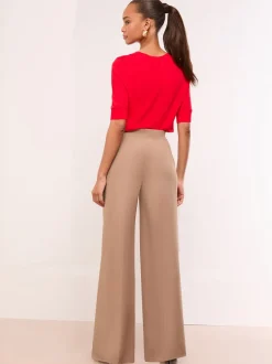 Lipsy Camel High Waist Wide Leg Trousers