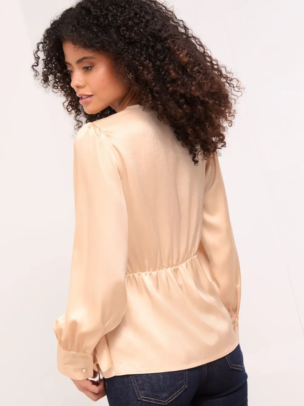 Lipsy Champagne Gold Satin Hardware Detail Wrap Top