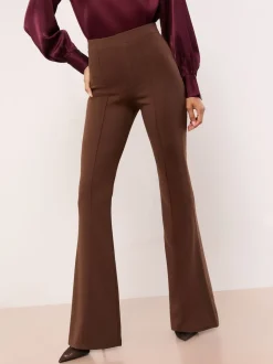 Lipsy Chocolate Brown High Waisted Contour Bootleg Flared Trousers