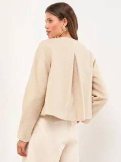 Lipsy Cream Brushed Textured Short Swing Back Jacket