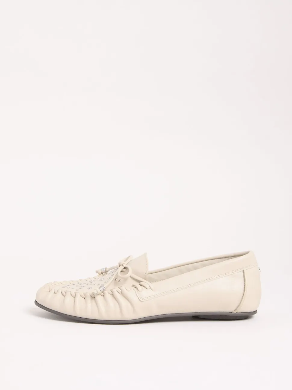 Lipsy Cream Faux Leather Studded Casual Moccasin Loafers