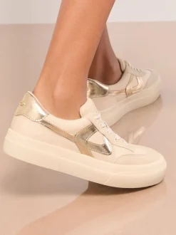 Lipsy Cream Standard Fit Chunky Canvas Lace Up Sports Trainers
