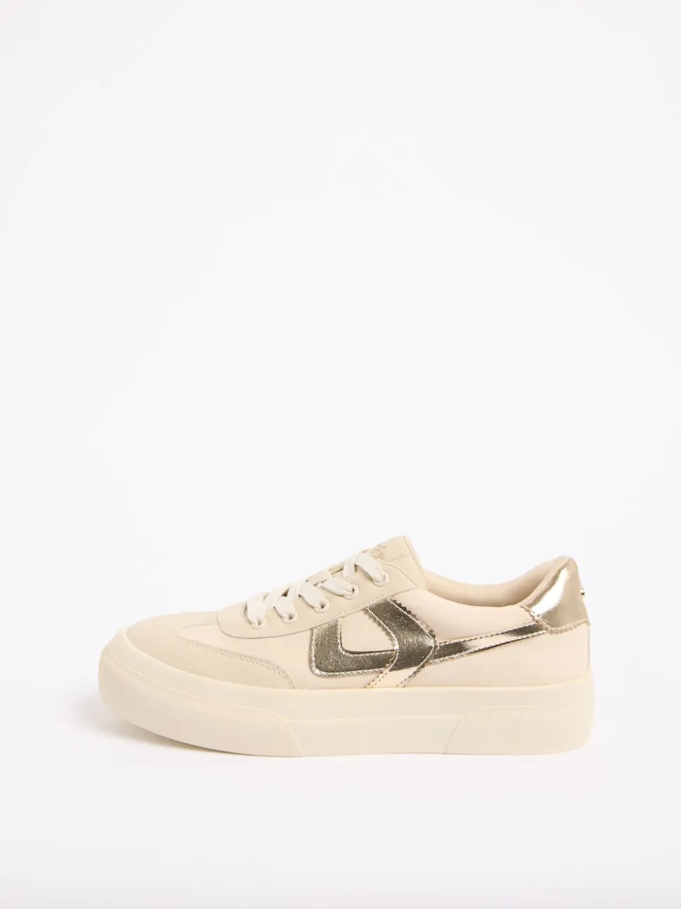 Lipsy Cream Standard Fit Chunky Canvas Lace Up Sports Trainers