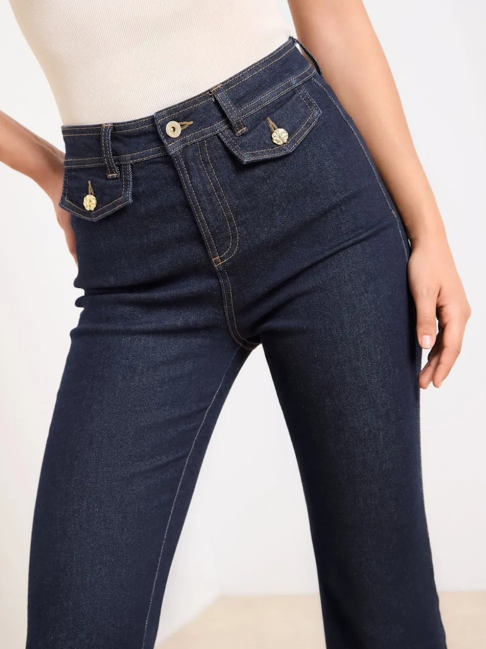 Lipsy Dark Blue Wash Glam Flare Leg Jeans