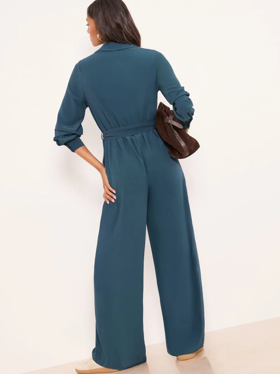 Lipsy Dark Green Utility Belted Military Buttoned V-Neck Jumpsuit