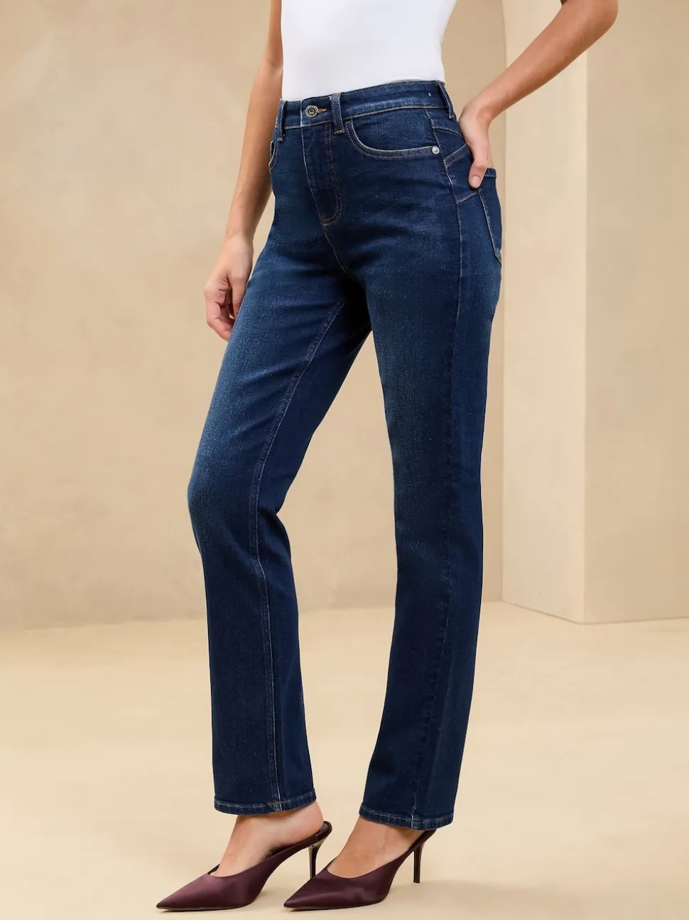 Lipsy Dark Wash Blue Sculpting High Waist Straight Leg Jeans