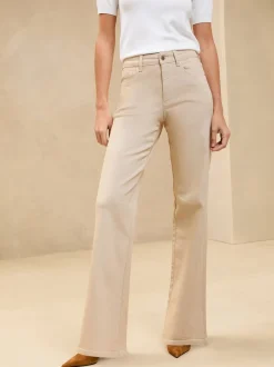 Lipsy Ecru Mid Rise Wide Leg Jeans