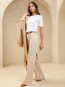 Lipsy Ecru Mid Rise Wide Leg Jeans