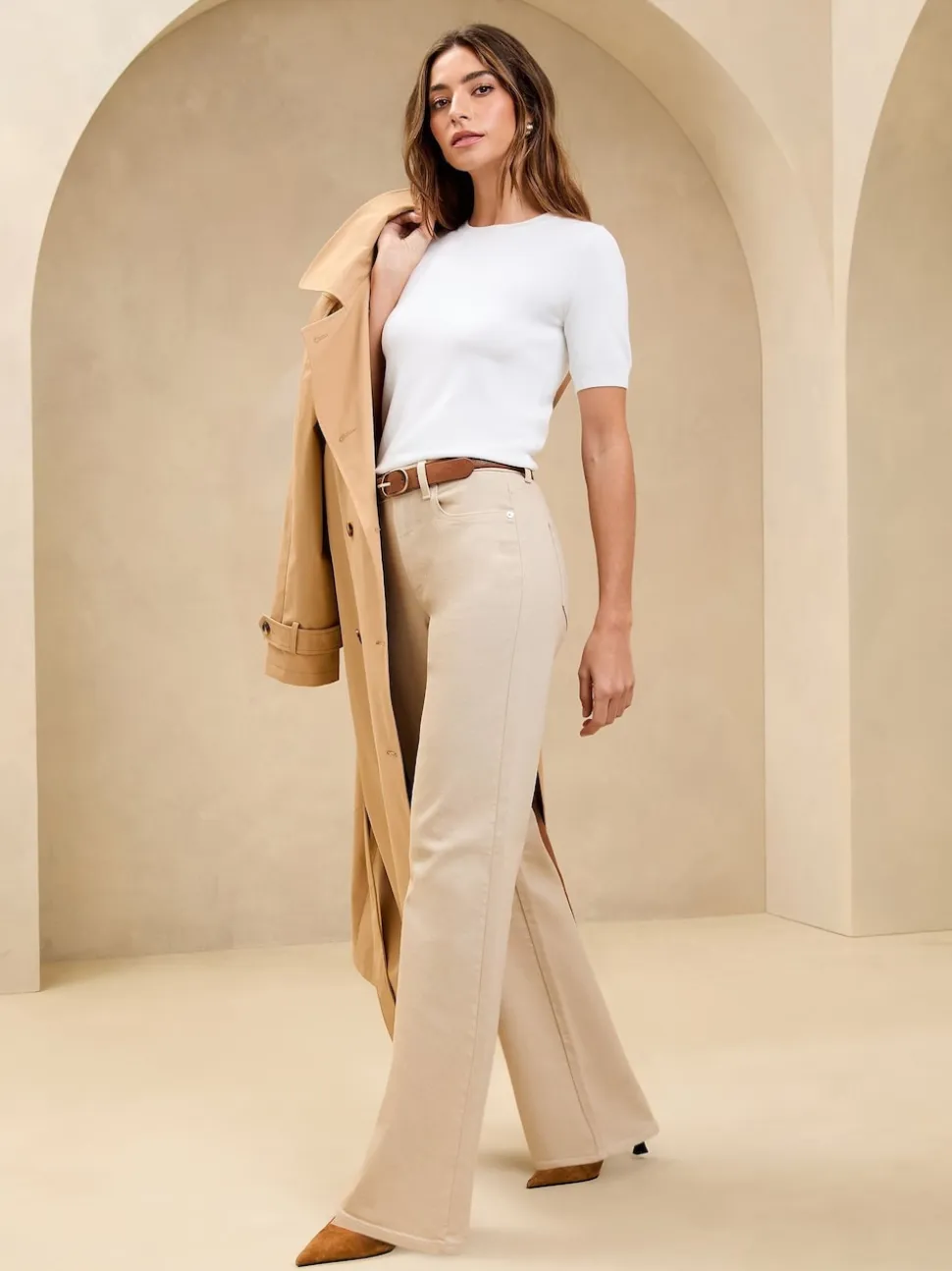 Lipsy Ecru Mid Rise Wide Leg Jeans