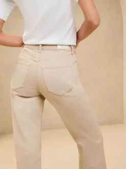 Lipsy Ecru Mid Rise Wide Leg Jeans