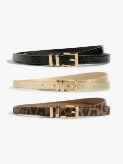 Lipsy Gold, Leopard & Black Skinny Belts 3 Pack
