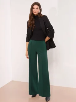 Lipsy Green High Waist Wide Leg Trousers