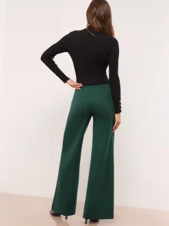 Lipsy Green High Waist Wide Leg Trousers