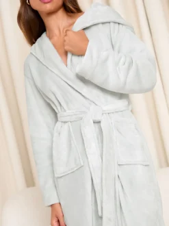 Lipsy Grey Super Cosy Midi Dressing Gown