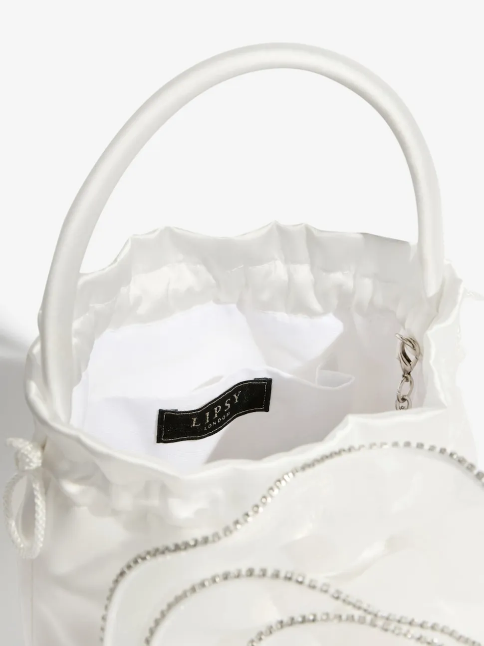 Lipsy Ivory Bridal Embellished Rose Top Handle Bag