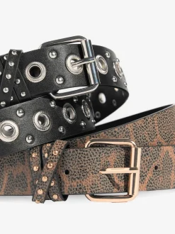 Lipsy Leopard Print and Studded Belts 2 Pack