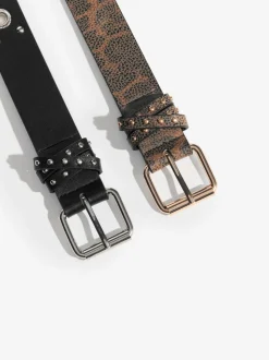 Lipsy Leopard Print and Studded Belts 2 Pack