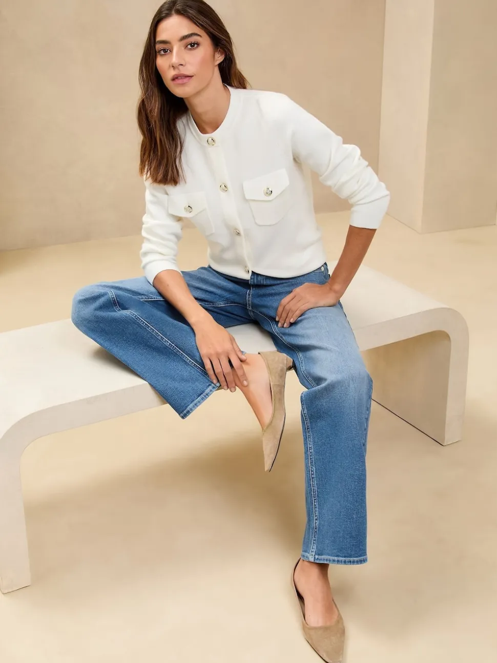 Lipsy Mid Wash Blue Mid Rise Wide Leg Jeans
