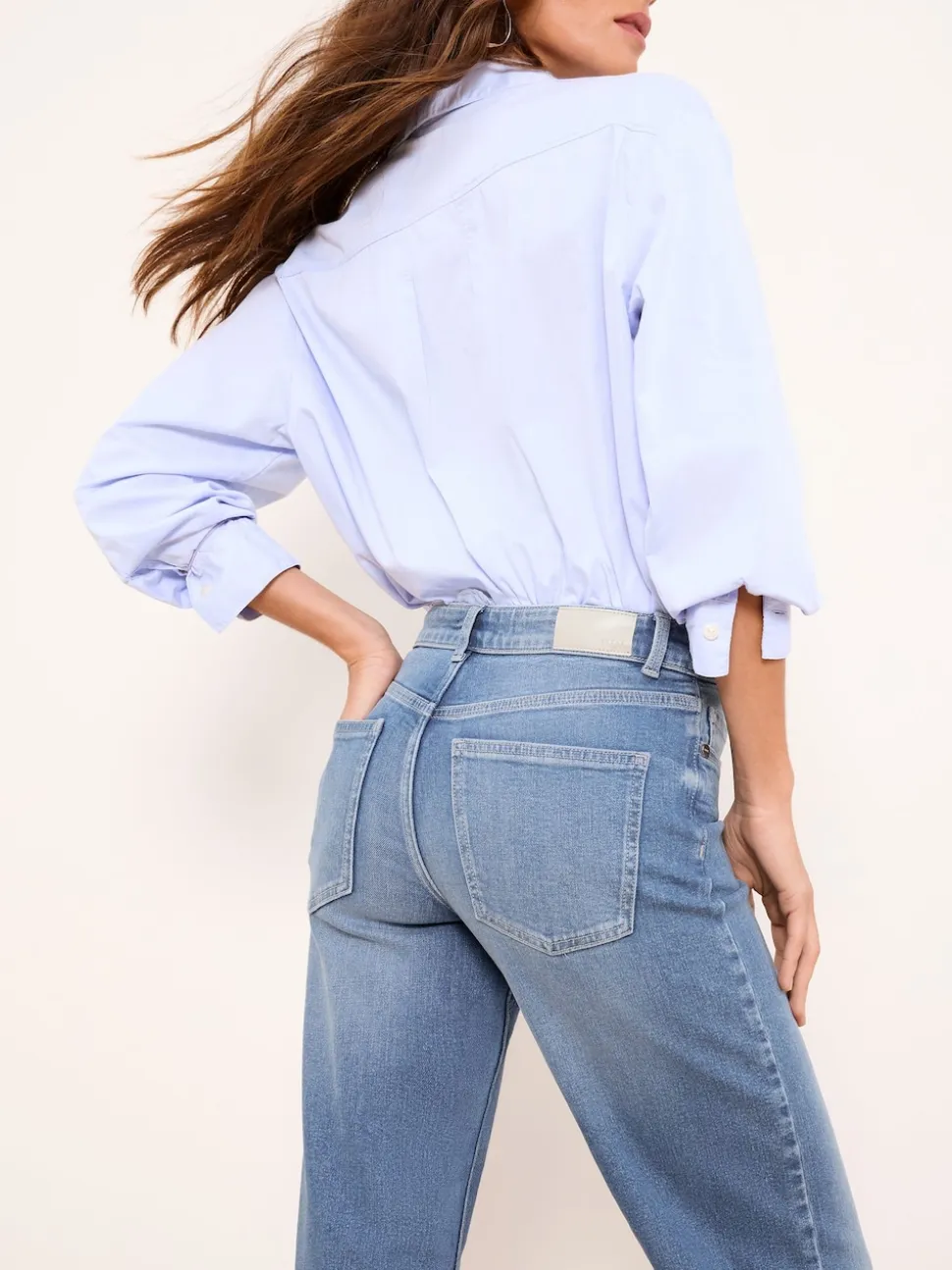 Lipsy Mid Wash Blue Petite Wide Leg Jeans