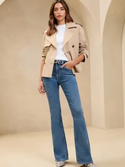 Lipsy Mid Wash Blue Petite Mid Rise Flare Jeans