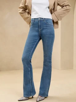 Lipsy Mid Wash Blue Petite Mid Rise Flare Jeans