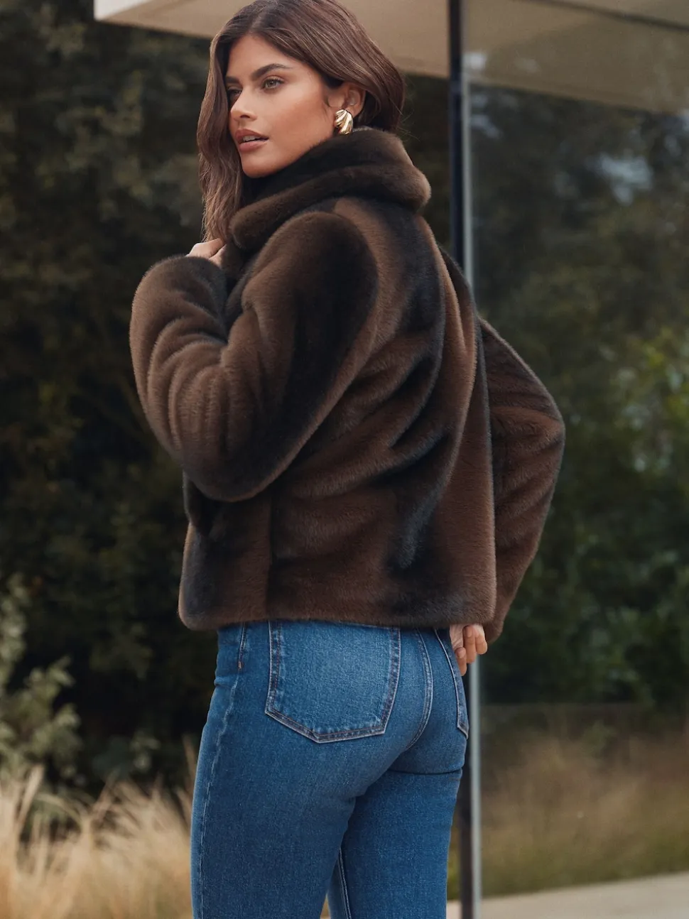 Lipsy Mink Brown Short Collared Coat