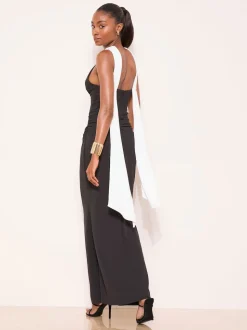 Lipsy Monochrome High Neck Scarf Drape Maxi Dress