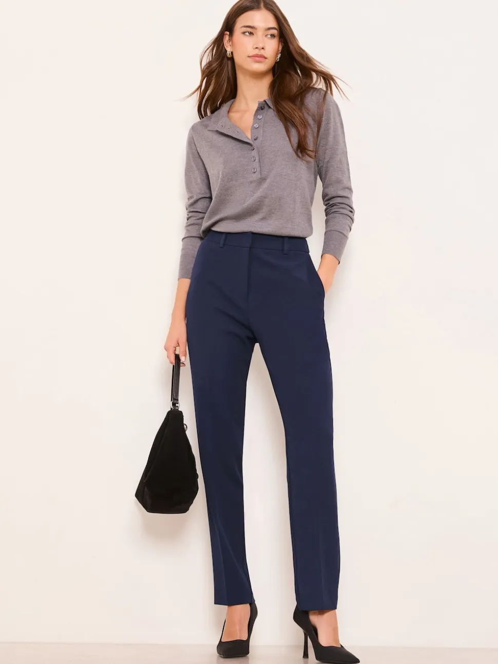 Lipsy Navy Blue Petite Tailored Tapered Trousers
