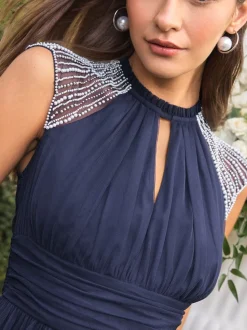 Lipsy Navy Bridesmaid Embellsihed Detail Maxi Dress