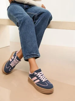 Lipsy Navy Faux Suede Chunky Platform Sports Trainer