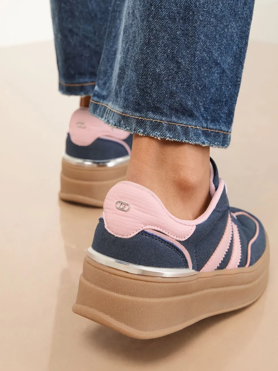Lipsy Navy Faux Suede Chunky Platform Sports Trainer