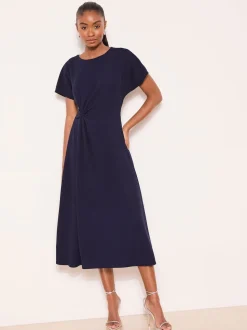 Lipsy Navy Knot Side Midi Dress