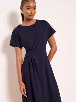 Lipsy Navy Knot Side Midi Dress